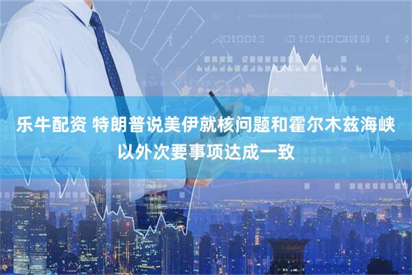 乐牛配资 特朗普说美伊就核问题和霍尔木兹海峡以外次要事项达成一致